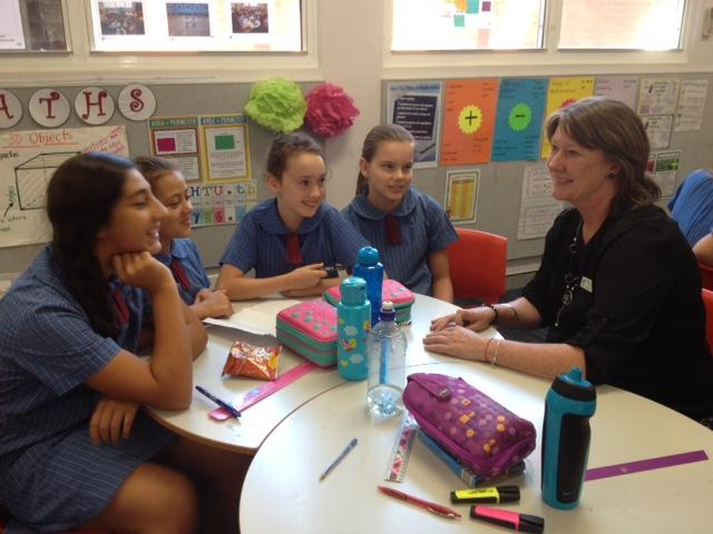 New REC at St Bernadette’s Primary, Dundas Mary Elliot with her students.