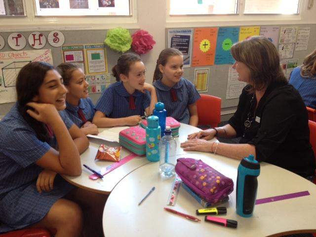 New REC at St Bernadette’s Primary, Dundas Mary Elliot with her students.