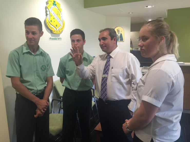 New Assistant Principal at St Patrick’s Marist College, Dundas Jason Scanlon instructing students.
