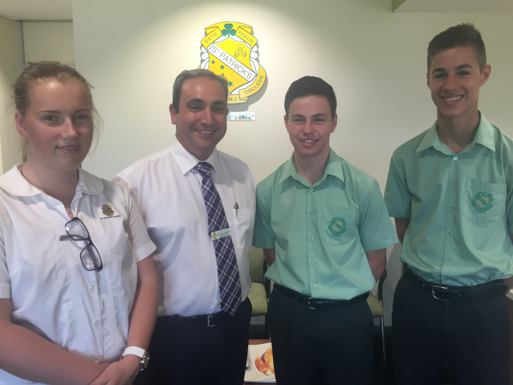 New Assistant Principal at St Patrick’s Marist College, Dundas Jason Scanlon with students.