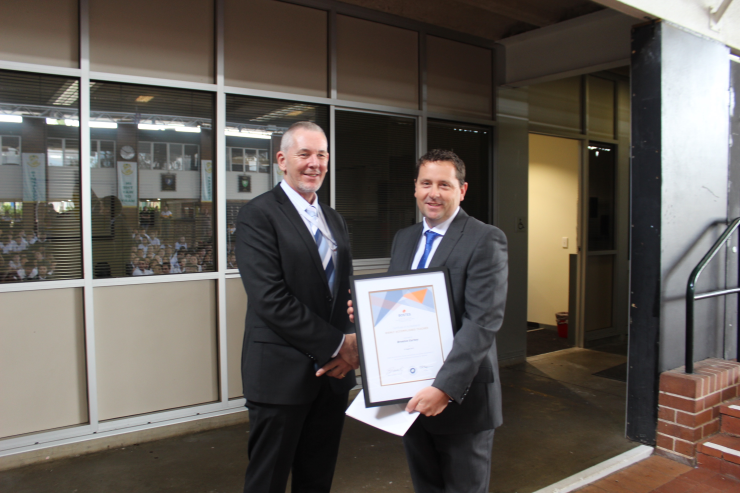 John Gildea congratulating Brenton on becomign Highly Accomplished.