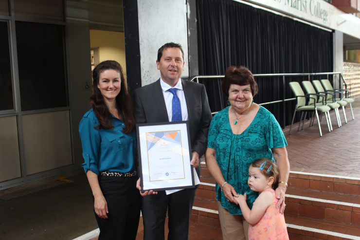 Brenton with his wife Nicole Gurney, mum Cheryl Gurney and niece Gemma Gurney.