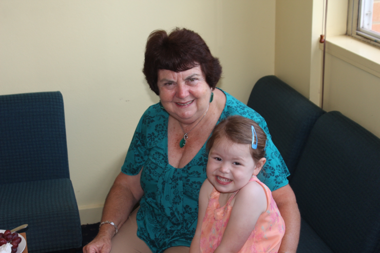 Cheryl and Gemma enjoying morning tea with staff after the assembly.  