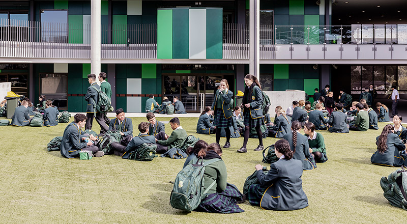 Students in grounds of St Patrick's Marist College Dundas