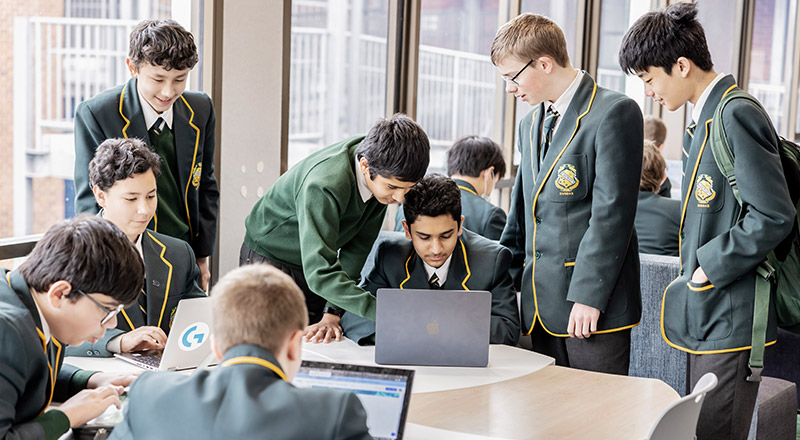 Student collaborating at St Patrick's Marist College Dundas