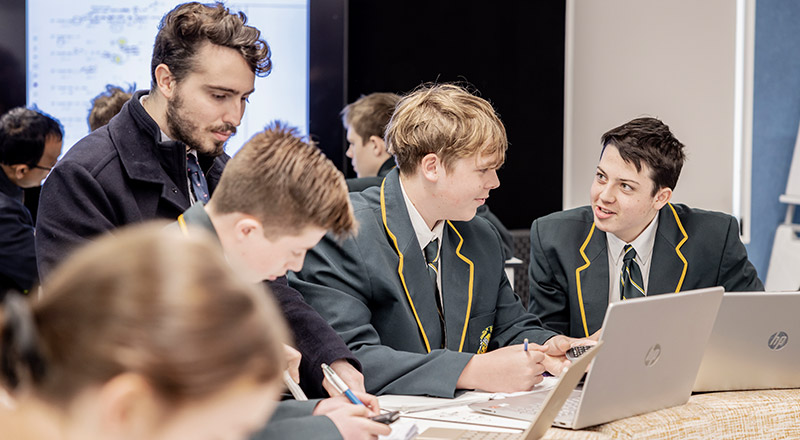 Teacher with technology class at St Patrick's Marist College Dundas