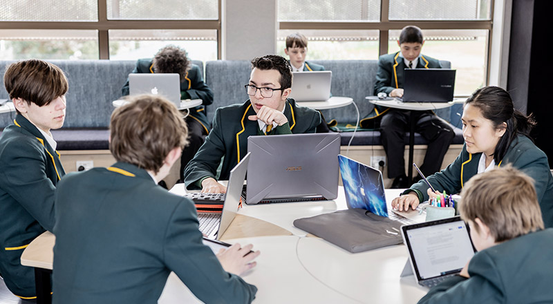 Students in the St Patrick's Marist College Dundas School Library
